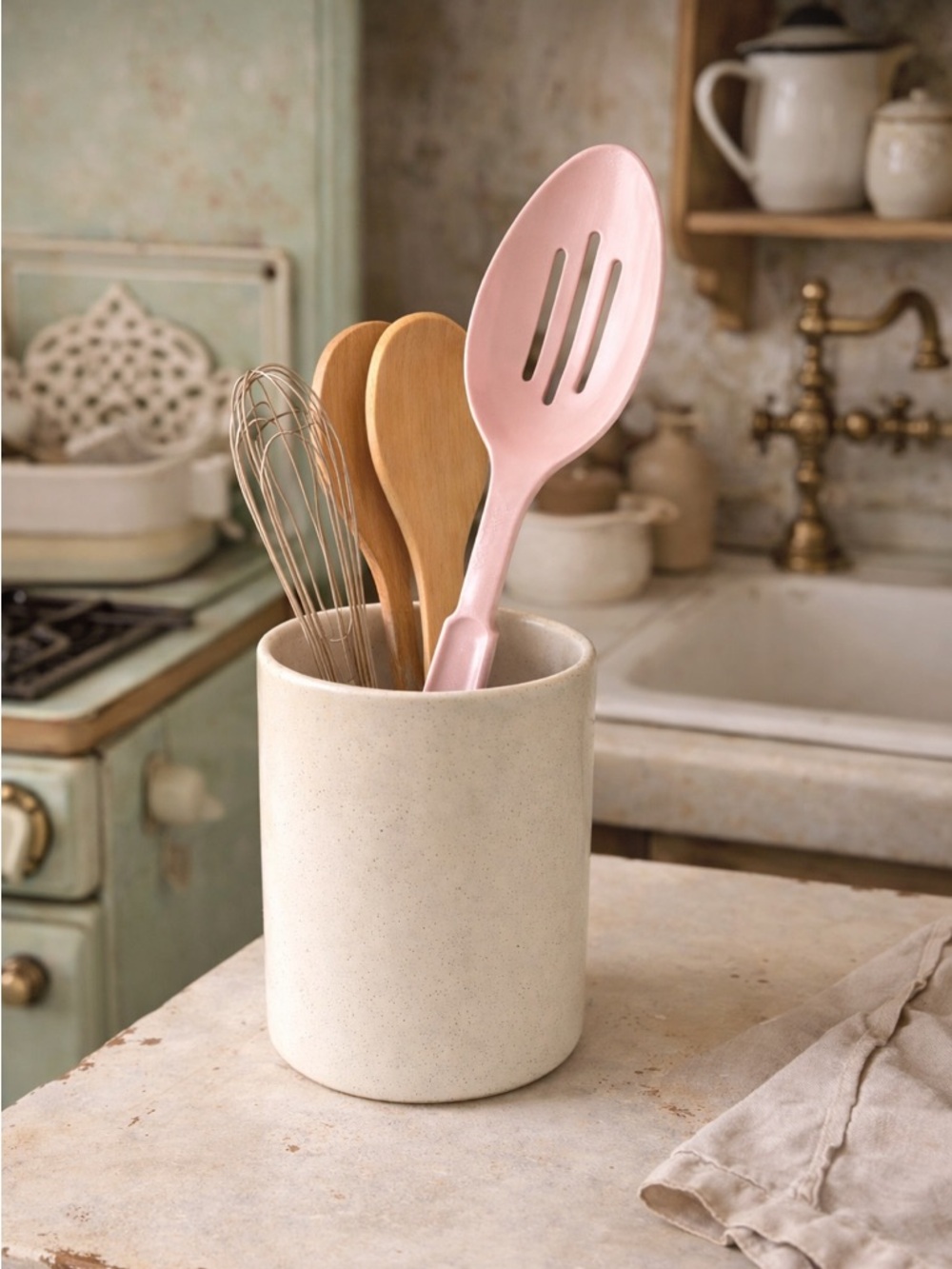 Vintage EKCO Pink Slotted Serving Spoon Retro